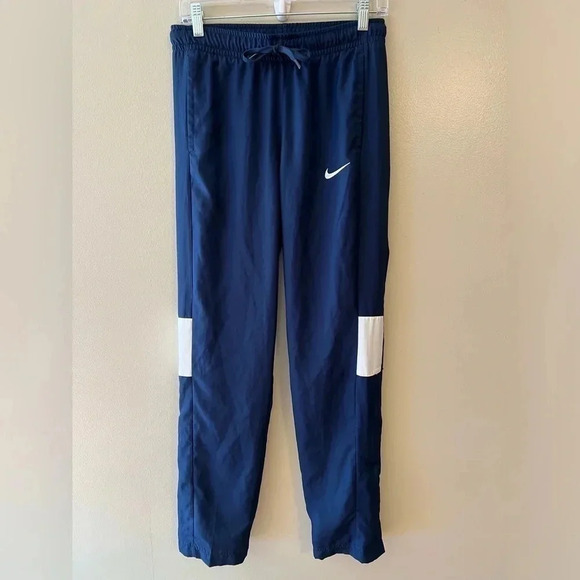 Nike Womens Athletic Athleisure Track Pants Blue White Small Ankle Side Snap - Picture 1 of 10